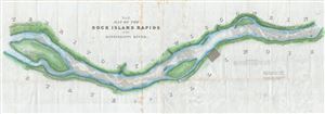 1837 Robert E. Lee Map of the Rock Island Rapids, Mississippi River