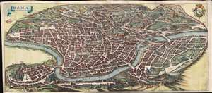 1642 Merian Panoramic View or Map of Rome, Italy