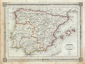 1852 Dufour Map of Spain under the Roman Empire