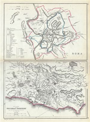 1867 Hughes Map of Rome and the Roman Territories During Ancient Roman Times