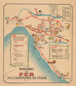 1945 Alberto Lima Pictorial WWII Route Map of the Brazilian Expeditionary Force in Italy