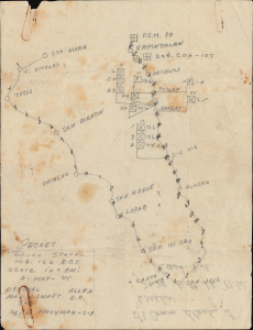 1945 Sweet SECRET WWII Manuscript Map of the Villa Verde Trail, Luzon, Philippines