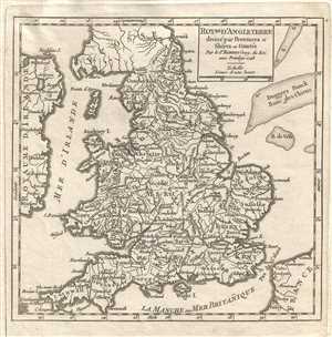 1748 Vaugondy Map of England and Wales
