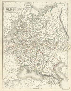 1844 Black Map of European Russia
