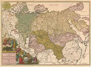 1730 Ottens Edition of Strahlenberg's First, Stolen Map of Russia