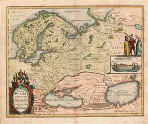 1646 Merian Map of Russia, Depicted Just After the Reign of Boris Godunov