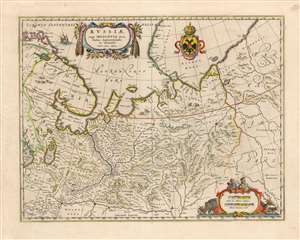 1642 Blaeu Map of Russia, with the Cartography of Issac Massa