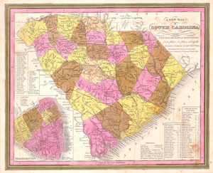 1846 Mitchell / Burroughs Map of South Carolina
