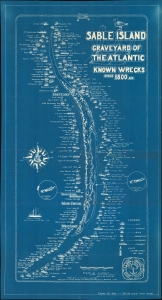 1948 Johnson Map of Sable Island, Nova Scotia Shipwrecks, Canada