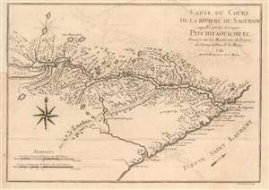 1744 Bellin-Charlevoix Map of the Saguenay River in Quebec