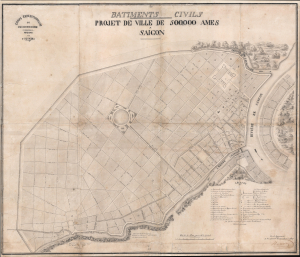 1872 Coffyn Manuscript Masterplan of Saigon - First Map of Saigon