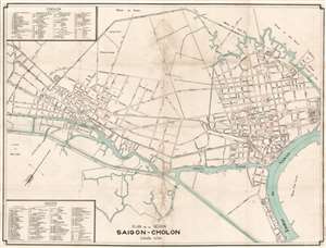 1938 Portail Map of Saigon, Vietnam (French Indochina / Ho Chi Min City)