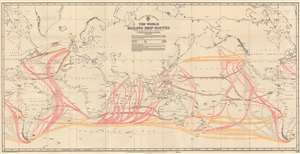 1950 Somerville Map of the World and Sailing Ship Routes