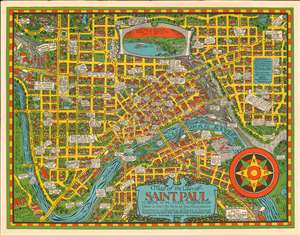 1931 Burbank Pictorial City Plan or Map of Saint Paul, Minnesota