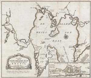 1767 Isaak Tirion Map of Salvador and All Saints Bay, Brazil