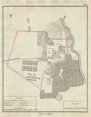 1854 Pharoah Map or Plan of Samalkota, Andhra Pradesh, India