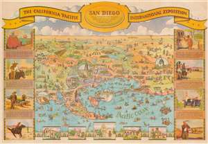 1935 Bloodgood Pictorial Map of San Diego / California Pacific International Expo