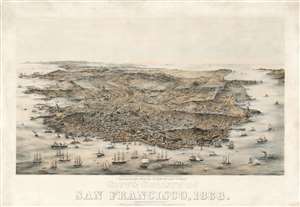 1868 Gifford and Gray Bird's-Eye View Map of San Francisco, California (First State!)