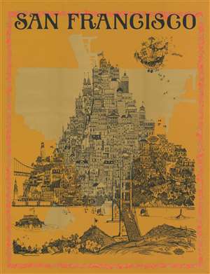 1967 Pictoral Map of San Francisco Epitomizing the Summer of Love