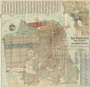 1914 Southern Pacific Railroad Map of San Francisco, California