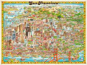 1978 Spurrl 'City Character Print' View Map of San Francisco, California
