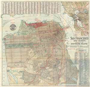 1914 Southern Pacific Railroad City Map or Plan of San Francisco, California