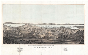 1856 Henry Bill Map and View of San Francisco, California