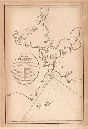 1798 La Perouse Map of San Francisco Bay, California - Earliest Map!