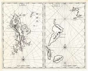 1724 Valentijn Charts of the Sangihe and Talaud Islands, Indonesia
