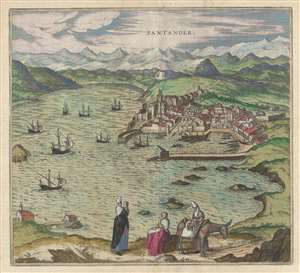 1580 Braun and Hogenberg View of Santander, Spain