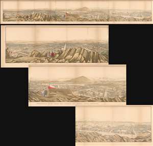 1855 Gilliss Panoramic View of Santiago, Chile From Santa Lucia Hill