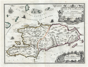 1723 De Fer Map of Hispaniola or Santo Domingo