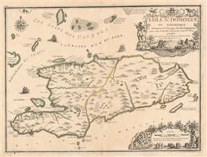 1723 De Fer Map of Hispaniola or Santo Domingo