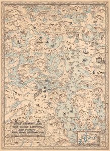 1959 Dustin Pictorial Map of Saranac Lake, the Adirondacks, New York
