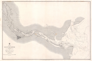 1861 Admiralty Civil War 'Blockade Runner' Map of the Savannah River, Georgia