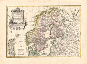 1762 Janvier Map of Scandinavia - Sweden, Norway, Denmark, Finland