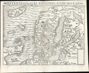 1544 / 1545 Sebastian Münster Map of Scandinavia and Iceland after Olaus Magnus