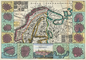 1747 La Feuille Map of Scandinavia ( Sweden, Norway, Finland )