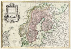 1762 Janvier Map of Scandinavia - Sweden, Norway, Denmark, Finland