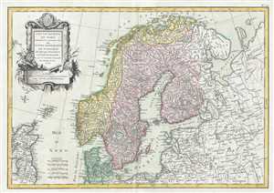 1762 Janvier Map of Scandinavia - Sweden, Norway, Denmark, Finland