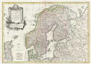 1762 Janvier Map of Scandinavia - Sweden, Norway, Denmark, Finland