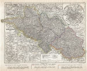 1849 Meyer Map of the Province of Silesia, Poland