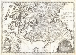 1690 Coronelli Map of Southern Scotland (Edinburgh and Glasgow)