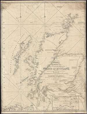 1844 Steel and Norie Blueback Chart or Map of the Coast of Scotland