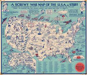 1942 Davenport Candycrafts Comic Pictorial Map of the United States