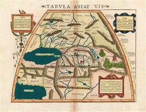 1552 Ptolemaic Map of Central Asia: Kazakhstan, Tajikistan, and Uzbekistan
