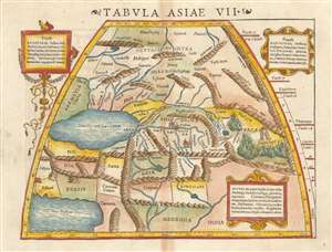 1552 Ptolemaic Map of Central Asia: Kazakhstan, Tajikistan, and Uzbekistan