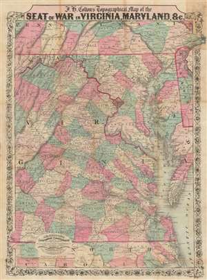 1862 Colton Map of Virginia, Maryland, and the Chesapeake Bay