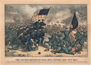 1862 Currier and Ives View of the Second Battle of Bull Run, American Civil War