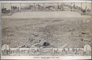 1883 C. J. Corbin Bird's-Eye View Map of Seneca Falls, New York